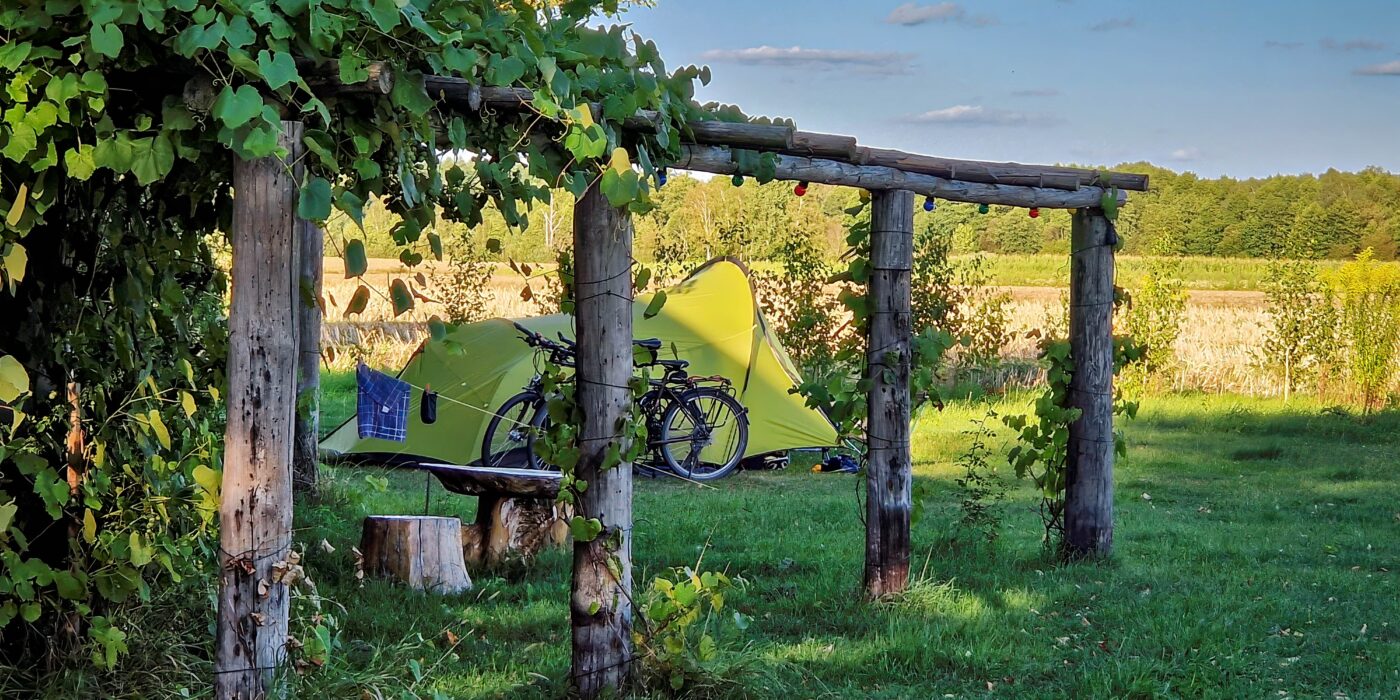 Tent next to pergola